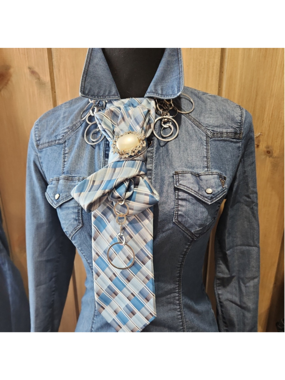 Upcycled 100% Silk Tie Necklace Set Signed Cookie Lee Necklace, plus earrings